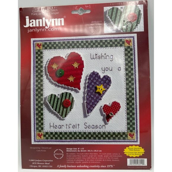 Janlynn Heartfelt Season Counted Cross Stitch Kit 8"x8" With Threads & Accessori - Picture 1 of 4